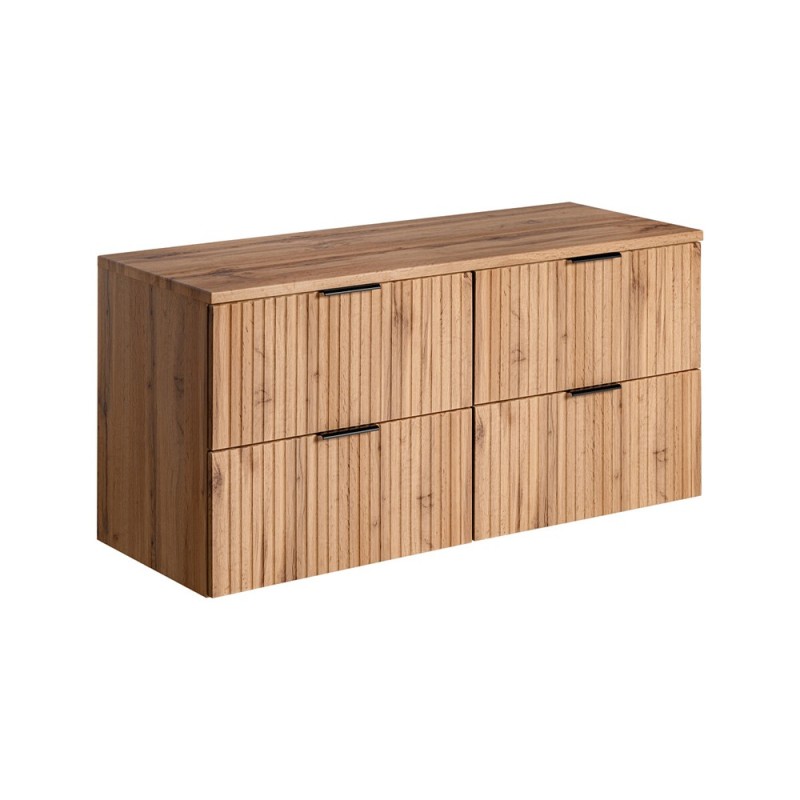 Set mobilier baie Adel Oak, MDF, PAL melaminat, blat stejar wotan, L.120 cm, SET -ADO B 120 CM