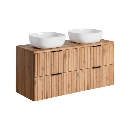 Set mobilier baie Adel Oak, MDF, PAL melaminat, blat natural wotan, lavoare Smile 40, L.120 cm, SET -ADO B 120 CM SMILE 40