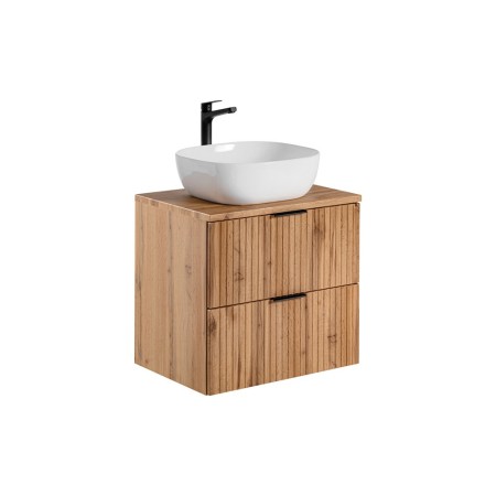 Set mobilier baie Adel Oak, MDF, PAL melaminat, blat stejar wotan, L.60 cm, lavoar Smile 40, SET -ADO B 60 CM SMILE 40