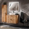 Set mobilier baie Adel Oak, MDF, PAL melaminat, stejar wotan, lavoar Smile 40, L.80 cm, dulap inalt H.140 cm si oglinda LED, SET -ADO B 80 CM SMILE 40 1