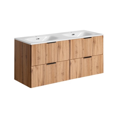 Set mobilier baie Adel Oak, MDF, PAL melaminat, stejar wotan, lavoar SKY 120, L.120 cm, SET -ADO SKY 120 CM