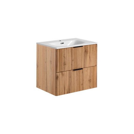 Set mobilier baie Adel Oak, MDF, PAL melaminat, stejar wotan, lavoar Sky 60, L.60 cm, SET -ADO SKY 60 CM