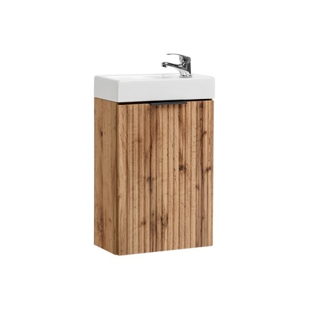 Set mobilier baie Adel Oak, MDF, PAL melaminat, stejar wotan, lavoar Vedea, L.40 cm, SET -ADO VEDEA 40 CM