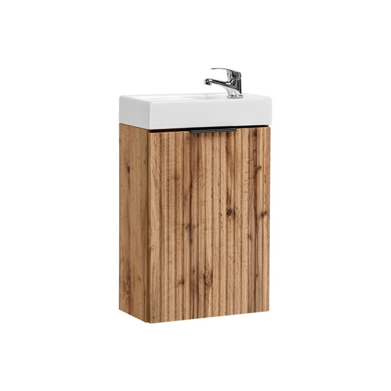 Set mobilier baie Adel Oak, MDF, PAL melaminat, stejar wotan, lavoar Vedea, L.40 cm, SET -ADO VEDEA 40 CM