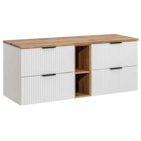 Set mobilier baie Adel White, MDF, PAL melaminat, blat stejar wotan, L.140 cm, SET -ADW B 140 CM 81-01 WOTAN