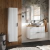 Set mobilier baie Adel White, MDF, PAL melaminat, blat stejar wotan, lavoar Anna gri, L.80 cm, dulap inalt H.140 cm si oglinda, SET -ADW B 80 CM ANNA 2