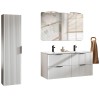 Set mobilier baie Adel White, MDF, PAL melaminat, lavoare Sky 120, L.120 cm, dulap inalt H.140 cm si oglinda, SET -ADW SKY 120 CM 1