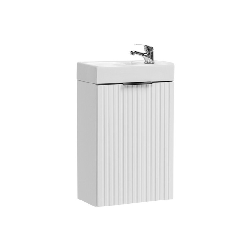 Set mobilier baie Adel White, MDF, PAL melaminat, alb mat, lavoar Vedea, L.40 cm, SET -ADW VEDEA 40 CM