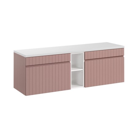 Set de mobilier baie Iconic Rose, MDF, folie PVC, roz antic, blat alb, L.140 cm, SET -ICR B 140 CM 81-01 WHITE