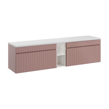 Set de mobilier baie Iconic Rose, MDF, folie PVC, roz antic, blat alb, L.180 cm, SET -ICR B 180 CM 81-01 WHITE