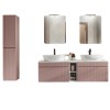 Set de mobilier baie Iconic Rose, MDF, folie PVC, roz antic, blat alb, L.180 cm, lavoare Lili, dulap inalt 160 cm, SET -ICR B 180 CM LILI-MW21 6 81-01 WHITE