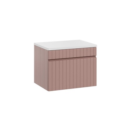 Set de mobilier baie Iconic Rose, MDF, folie PVC, roz antic, blat alb, L.60 cm, SET -ICR B 60 CM