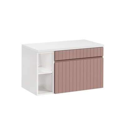 Set de mobilier baie Iconic Rose, MDF, folie PVC, roz antic, blat alb, L.80 cm, SET -ICR B 80 CM 81-01 WHITE