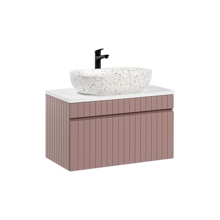 Set de mobilier baie Iconic Rose, MDF, folie PVC, roz antic, blat alb, L.80 cm, lavoar Lili, SET -ICR B 80 CM LILI-MW21