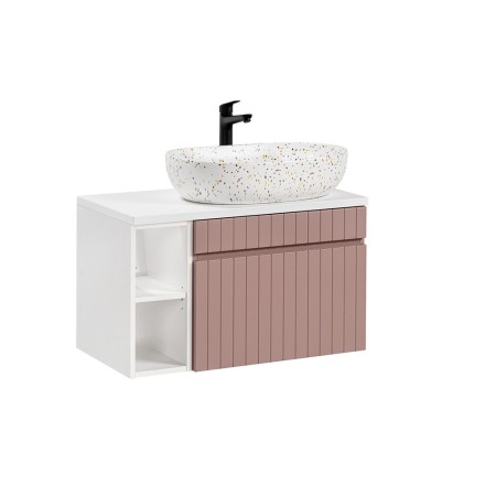 Set de mobilier baie Iconic Rose, MDF, folie PVC, roz antic, blat alb, L.80 cm, lavoar Lili, SET -ICR B 80 CM LILI-MW21 81-01 WHITE
