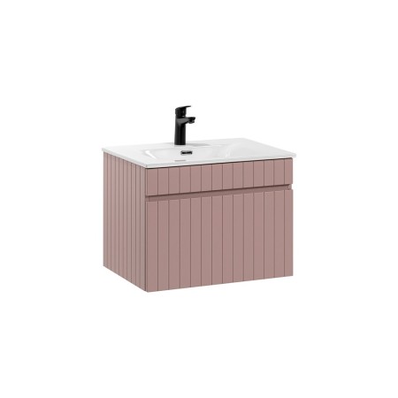 Set de mobilier baie Iconic Rose, MDF, folie PVC, roz antic, lavoar Sky, L.60 cm, SET -ICR SKY 60 CM