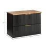 Set mobilier baie Adel Black, MDF, PAL melaminat, negru mat, blat stejar wotan, L.80 cm, SET-ADB B NAT WOTAN 80CM