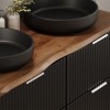 Set mobilier baie Adel Black, MDF, PAL melaminat, negru mat, blat stejar wotan, L.80 cm, SET-ADB B NAT WOTAN 80CM