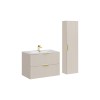 Set de mobilier de baie Adel Cashmere, MDF, PAL melaminat, cashmere mat, lavoar SKY 80, dulap înalt H.140 cm, SET-ADC 80CM SKY HIGH CABINET