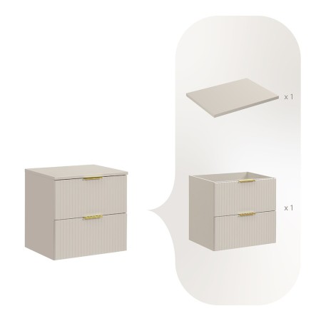 Set de mobilier de baie Adel Cashmere, MDF, PAL melaminat, blat cashmere mat, L.60 cm, SET-ADC B CASHMERE 60CM