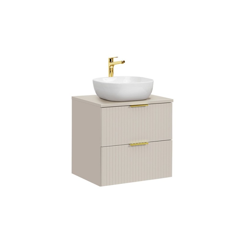 Set de mobilier de baie Adel Cashmere, MDF, PAL melaminat, blat cashmere mat, lavoar Smile 40, SET-ADC B CASHMERE 60CM SMILE 40