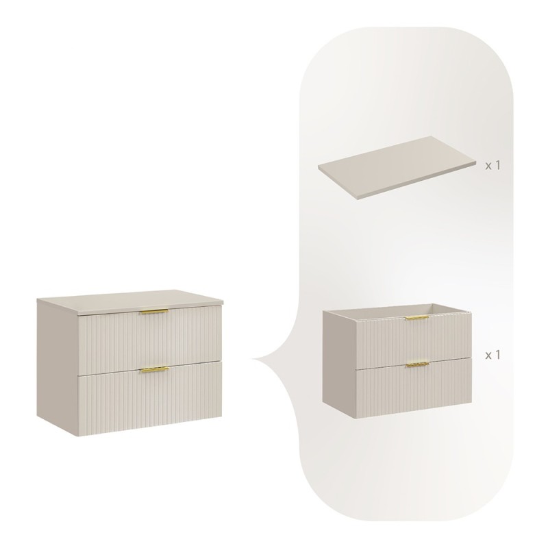Set de mobilier de baie Adel Cashmere, MDF, PAL melaminat, blat cashmere mat, L.80 cm, SET-ADC B CASHMERE 80CM
