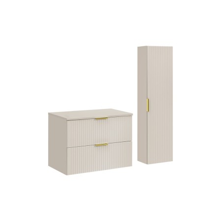 Set de mobilier de baie Adel Cashmere, MDF, PAL melaminat, blat cashmere mat, dulap înalt H.140 cm, SET-ADC B CASHMERE 80CM HIGH CABINET