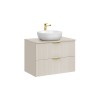 Set de mobilier de baie Adel Cashmere, MDF, PAL melaminat, blat cashmere mat, L.80 cm, lavoar Smile 40, SET-ADC B CASHMERE 80CM SMILE 40