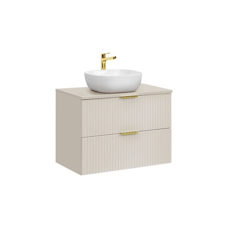 Set de mobilier de baie Adel Cashmere, MDF, PAL melaminat, blat cashmere mat, L.80 cm, lavoar Smile 40, SET-ADC B CASHMERE 80CM SMILE 40