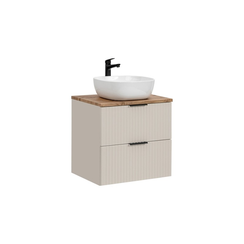 Set de mobilier de baie Adel Cashmere, MDF, PAL melaminat, blat stejar wotan, lavoar Smile 40, SET-ADC B WOTAN 60CM SMILE 40