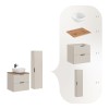 Set de mobilier de baie Adel Cashmere, MDF, PAL melaminat, blat stejar wotan, lavoar Smile 40, dulap înalt H.140 cm, SET-ADC B WOTAN 60CM SMILE 40 HIGH CABINET