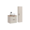 Set de mobilier de baie Adel Cashmere, MDF, PAL melaminat, blat stejar wotan, lavoar Smile 40, dulap înalt H.140 cm, SET-ADC B WOTAN 60CM SMILE 40 HIGH CABINET