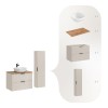 Set de mobilier de baie Adel Cashmere, MDF, PAL melaminat, blat stejar wotan, lavoar Smile 40, dulap înalt H.140 cm, SET-ADC B WOTAN 80CM SMILE 40 HIGH CABINET