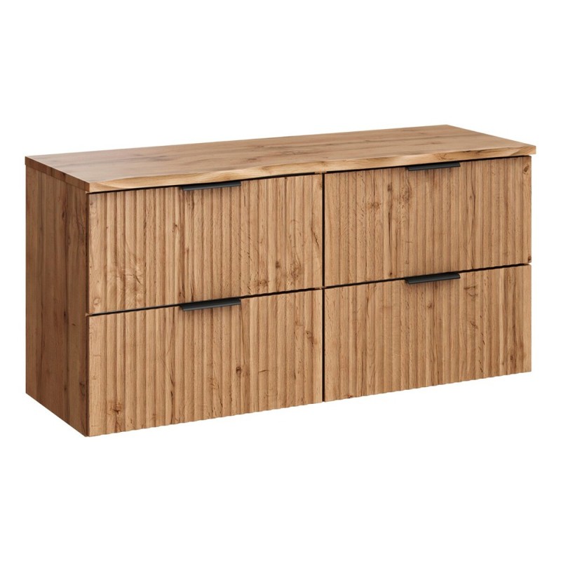Set mobilier baie Adel Oak, MDF, PAL melaminat, blat natural wotan, L.120 cm, SET-ADO B NAT WOTAN 120CM