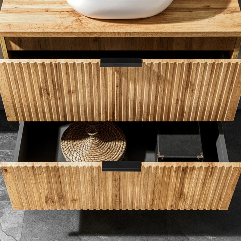 Set mobilier baie Adel Oak, MDF, PAL melaminat, blat natural wotan, L.60 cm, SET-ADO B NAT WOTAN 60CM