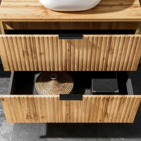 Set mobilier baie Adel Oak, MDF, PAL melaminat, blat natural wotan, L.80 cm, SET-ADO B NAT WOTAN 80CM