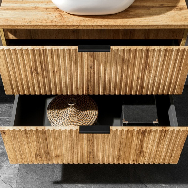 Set mobilier baie Adel Oak, MDF, PAL melaminat, blat natural wotan, L.80 cm, SET-ADO B NAT WOTAN 80CM