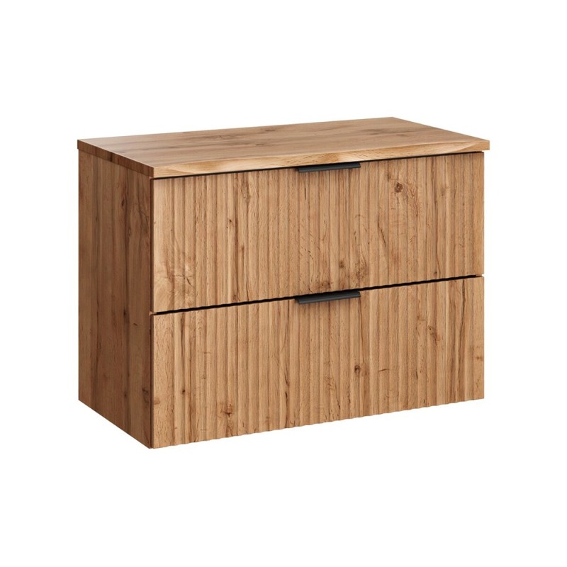 Set mobilier baie Adel Oak, MDF, PAL melaminat, blat natural wotan, L.80 cm, SET-ADO B NAT WOTAN 80CM