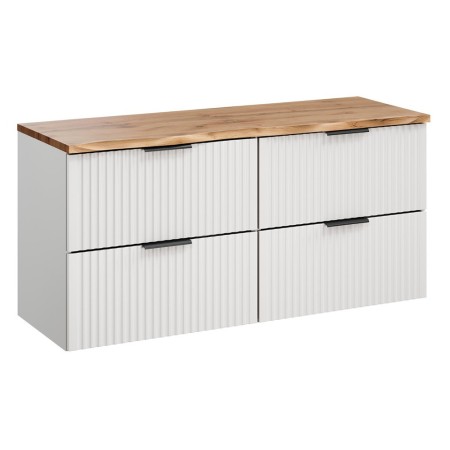 Set mobilier baie Adel White, MDF, PAL melaminat, alb mat, blat natural wotan, L.120 cm, SET-ADW B NAT WOTAN 120CM