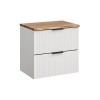 Set mobilier baie Adel White, MDF, PAL melaminat, alb mat, blat natural wotan, L.60 cm, SET-ADW B NAT WOTAN 60CM
