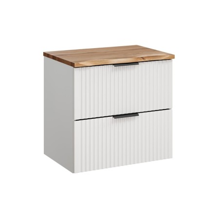 Set mobilier baie Adel White, MDF, PAL melaminat, alb mat, blat natural wotan, L.60 cm, SET-ADW B NAT WOTAN 60CM