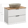 Set mobilier baie Adel White, MDF, PAL melaminat, alb mat, blat natural wotan, L.80 cm, lavoar Anna ceramica, SET-ADW B NAT WOTAN 80CM UN ANNA
