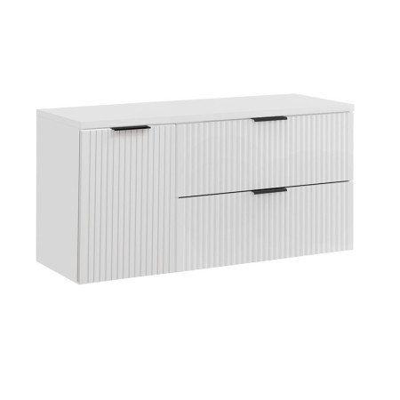 Set mobilier baie Adel White, MDF, PAL melaminat, blat alb mat, L.120 cm, SET-ADW B WHITE 120CM LB