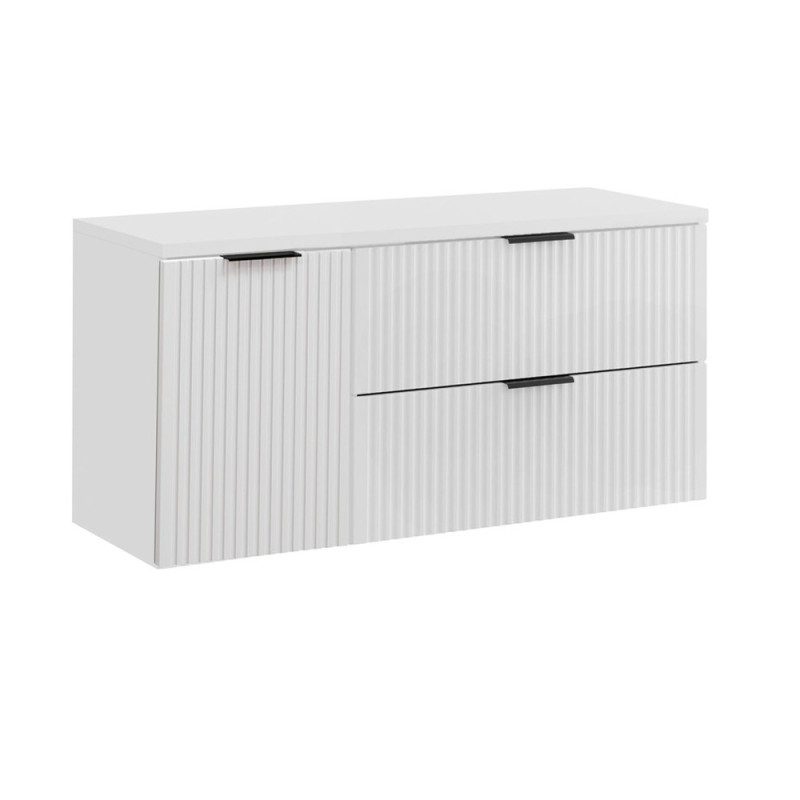 Set mobilier baie Adel White, MDF, PAL melaminat, blat alb mat, L.120 cm, SET-ADW B WHITE 120CM LB