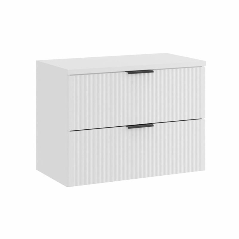 Set mobilier baie Adel White, MDF, PAL melaminat, alb mat, blat alb mat, L.80 cm, SET-ADW B WHITE 80CM