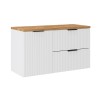 Set mobilier baie Adel White, MDF, PAL melaminat, alb mat, blat stejar wotan, L.100 cm, SET-ADW B WOTAN 100CM LB