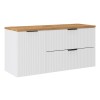 Set mobilier baie Adel White, MDF, PAL melaminat, alb mat, blat stejar wotan, L.120 cm, SET-ADW B WOTAN 120CM LB