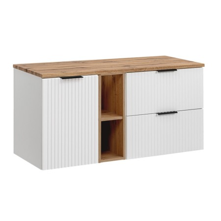 Set mobilier baie Adel White, MDF, PAL melaminat, blat stejar wotan, L.140 cm, SET-ADW B WOTAN 140CM LB