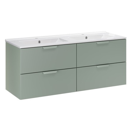 Set mobilier baie Aster Green, MDF, PAL melaminat, verde mat, lavoar Lava ceramica, L.120 cm, SET-ASG 120CM LAVA