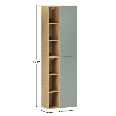 Set de mobilier cu semicoloana si set de rafturi Aster Green, MDF, PAL melaminat, verde mat, H.160 cm, SET-ASG 2SP 2UR